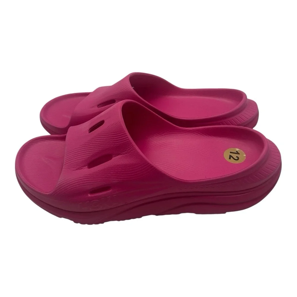 Hoka One One Ora‎ Recovery Slides 3 Mens Sz 12 Pink Yarrow Slip On Sandlas Flip